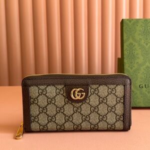 Gucci Brown and Gold GG Monogram Wallet